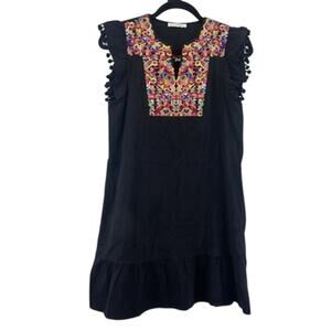 KIRUNDO black embroidered Dress Women's S pom poms